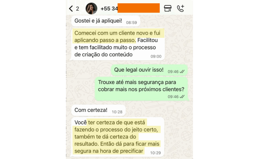 Depoimento no WhatsApp: mais segurança para cobrar mais nos próximos clientes