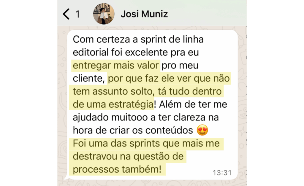 Depoimento: sprint de linha editorial ajudou a entregar mais valor pro cliente